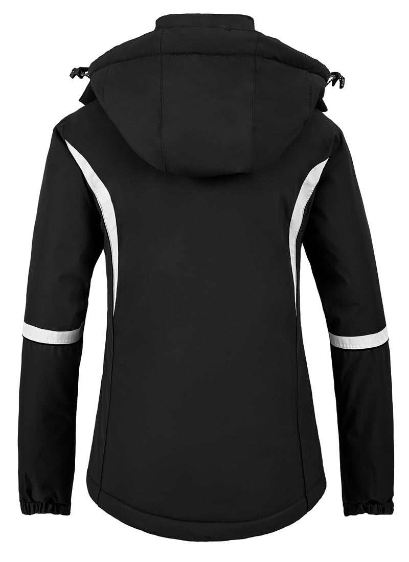 wantdo Women's Winter Waterproof Snow Coat Warm Windproof Parka with Hood Black S - Image 2